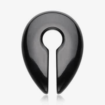 A Pair of Black Agate Stone Keyhole Ear Weight Gauge Hanger